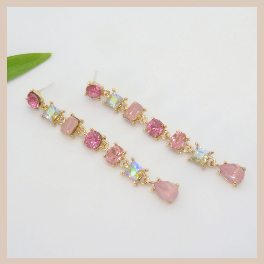 Rhinestone Chain Droplets - Blush