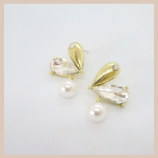 Pearl & Zircon Stud Drops