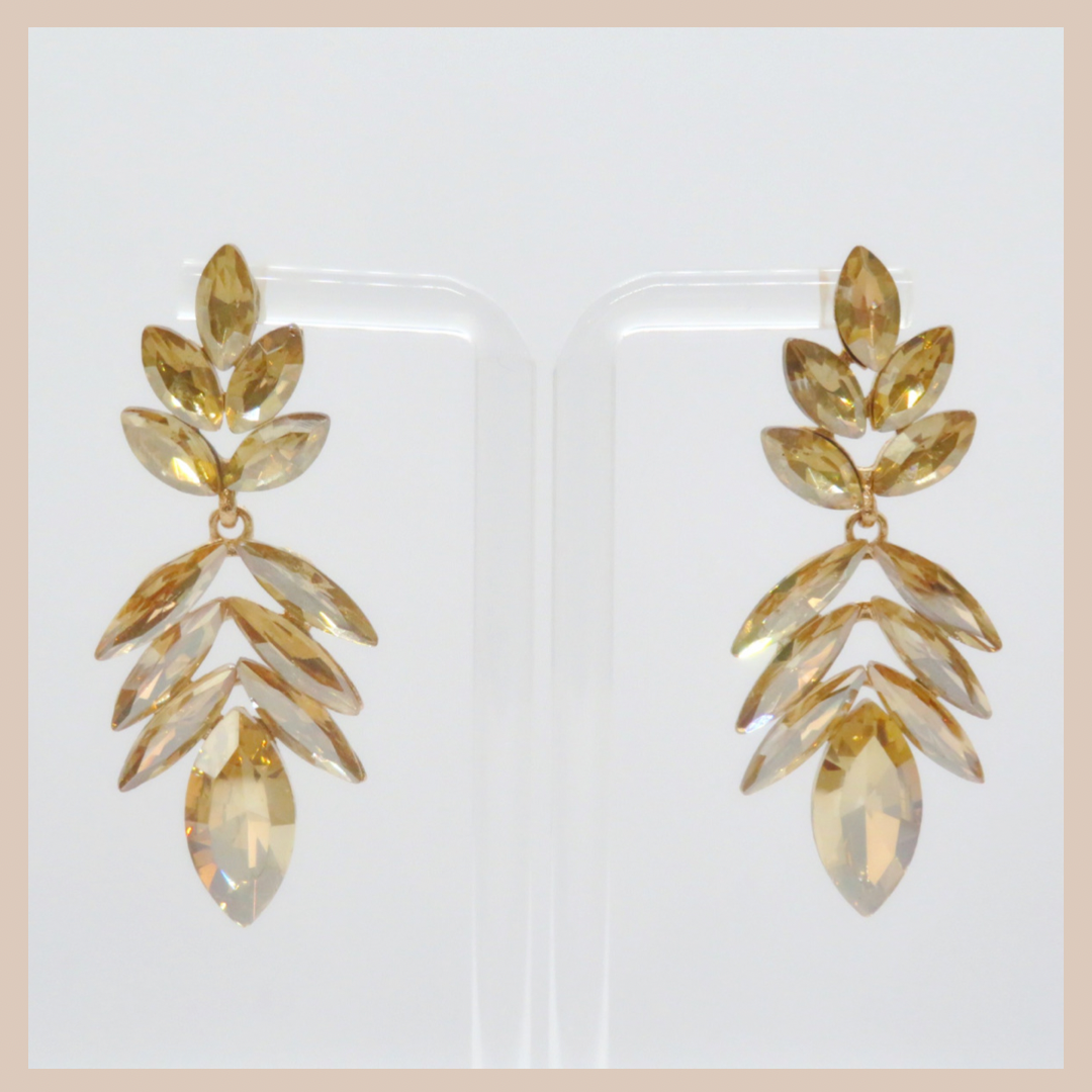 Marquise Cluster Drop Medium Earrings - Champagne